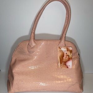 Pink Croc-Embossed Handbag